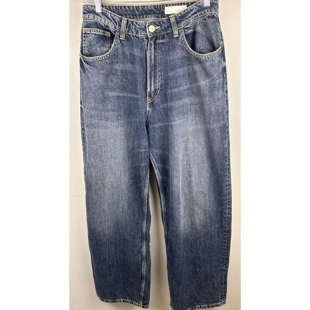 Zara Womens Wide-Leg High Waist Medium Blue Jeans Cotton Lyocell Size 8